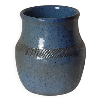 Petit vase en grès bleu