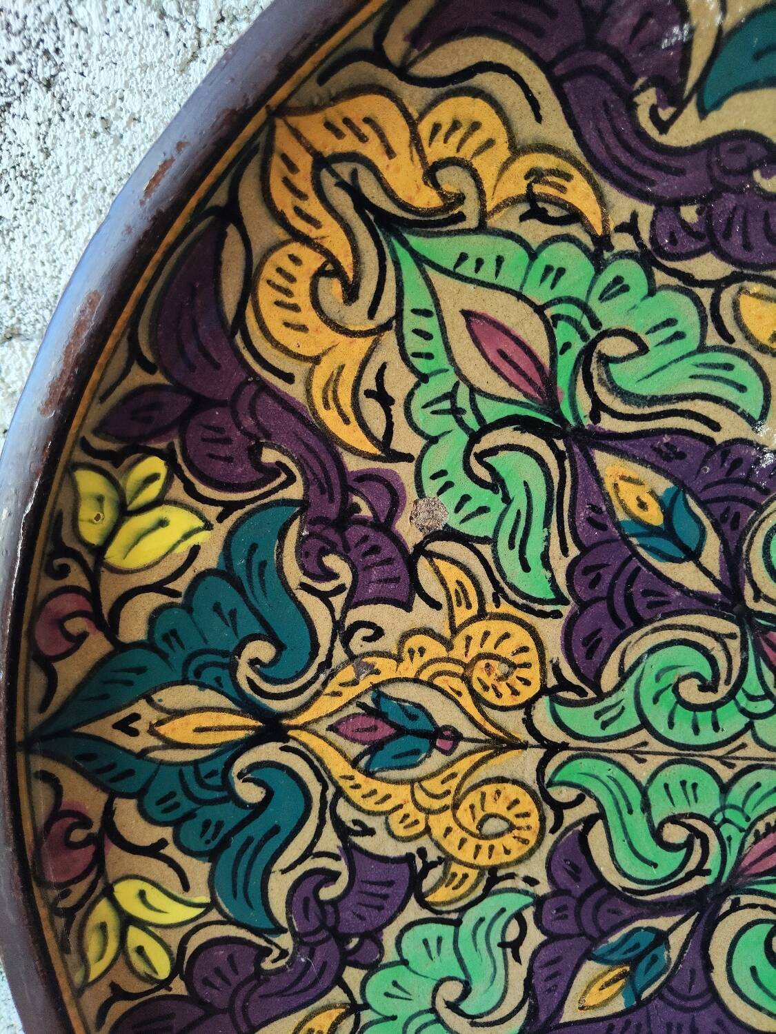 Large artisanal plate from Fès – 38 cm – Painted Moroccan ceramic