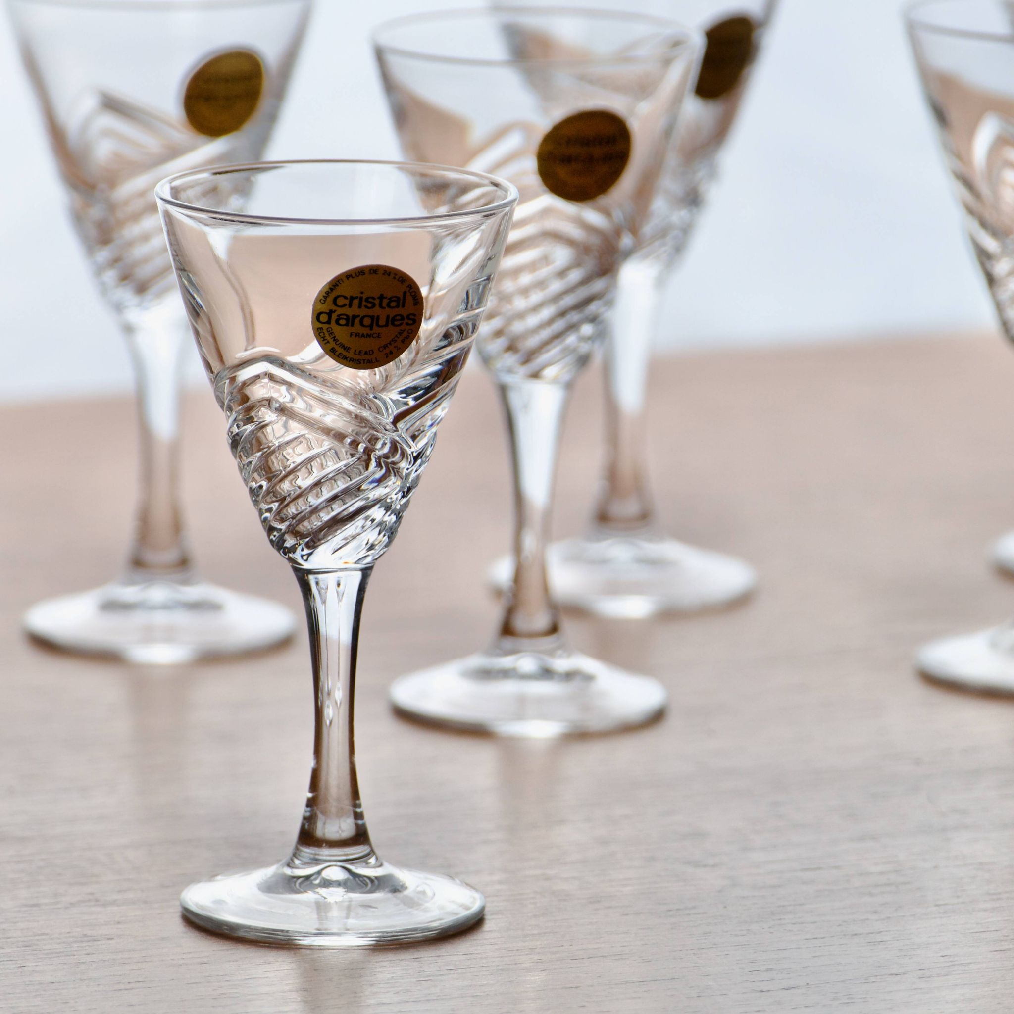 6 verres en cristal d'Arques modèle Fuseau
