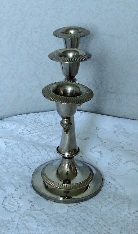 Candle holder 3 branches in silver metal