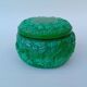 Bohemian handmade malachite glass candy dish or jewelry box.