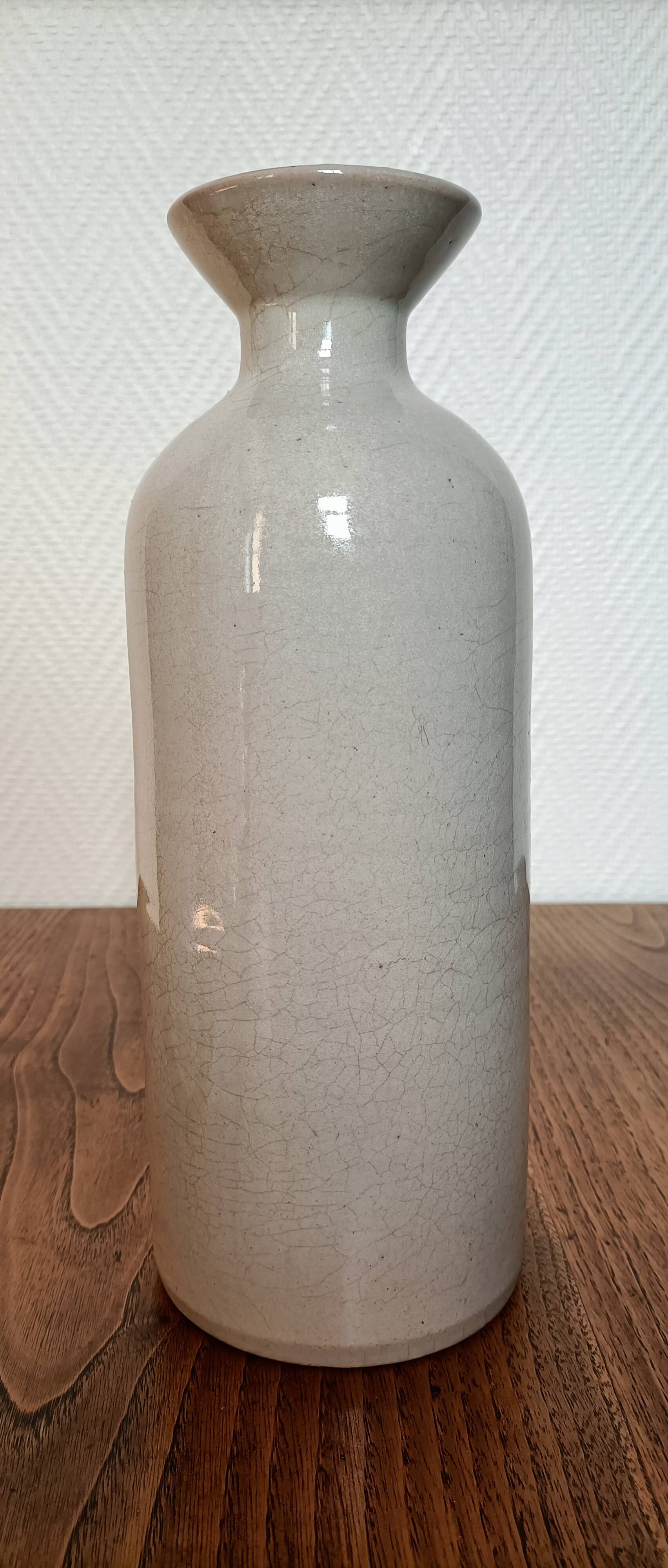 Large stoneware wine carafe with cork stopper