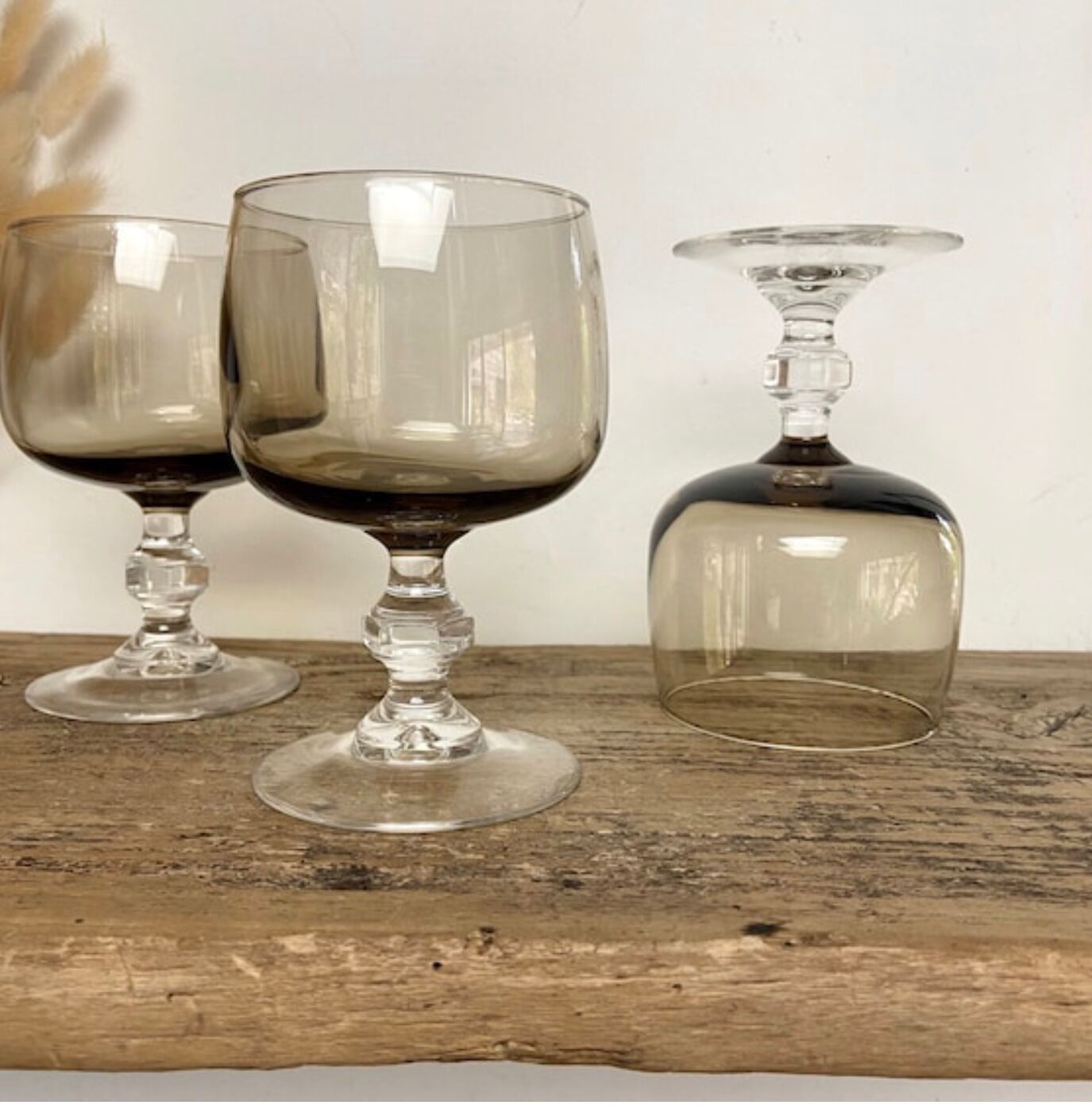 Set of 6 smoked glasses luminarc france