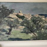 Oil on panel, Chateauneuf du Pape, 1950, signed Paul Surtel