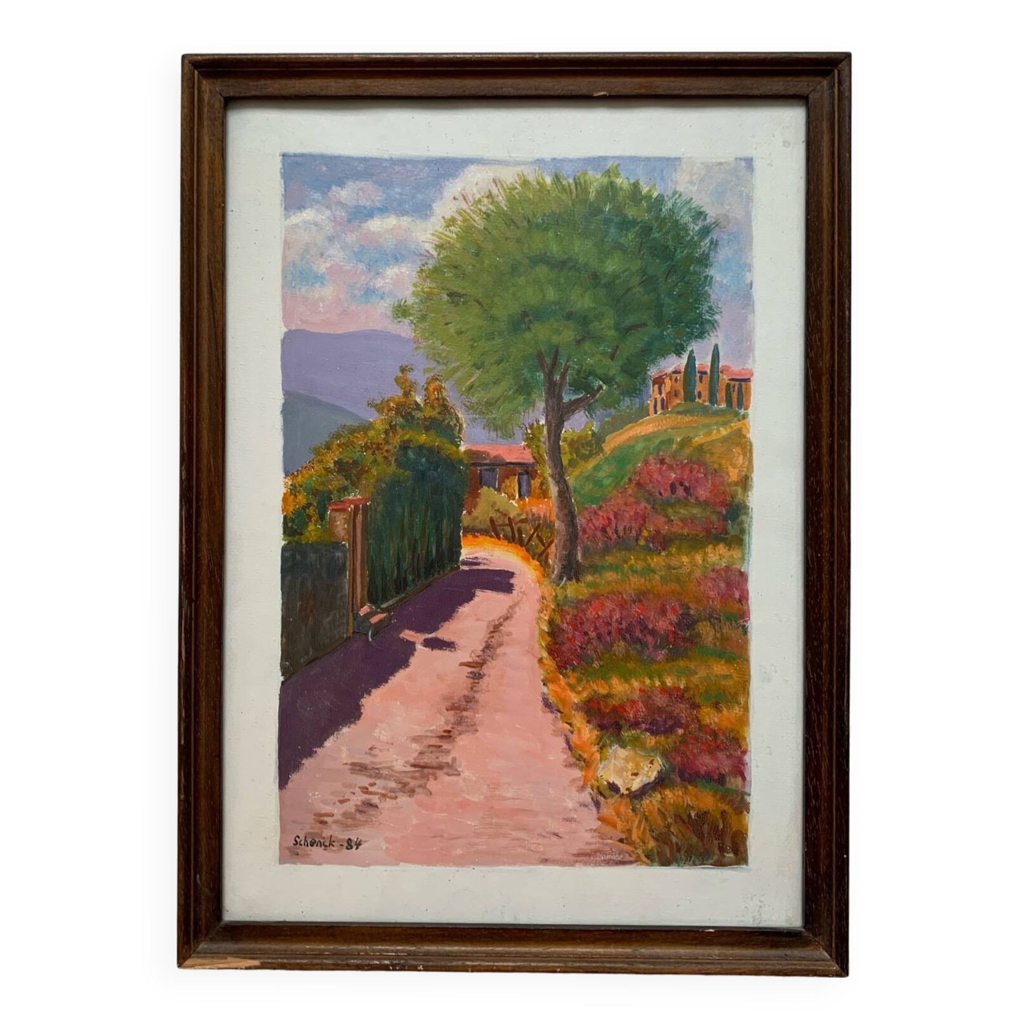 Chemin de Fabron Nice old painting signed dated vintage