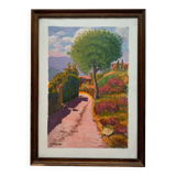 Chemin de Fabron Nice ancien tableau peinture signé daté vintage
