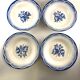 4 Digoin Sarreguemines soup plates, white and blue Marsac model with art deco flower
