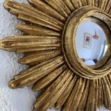 Miroir vintage 1960 soleil oeil de sorcière or - 27 cm