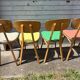 Suite 5 chaises bistrot chêne claire vernis (baumann) pied compas