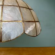 Vintage mother-of-pearl and brass pendant lampshade with fruit decorations
