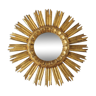 Vintage sun mirror in wood and gold resin 43 cm