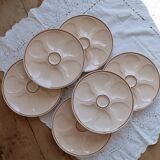 6 vintage pink oyster plates Longwy pottery