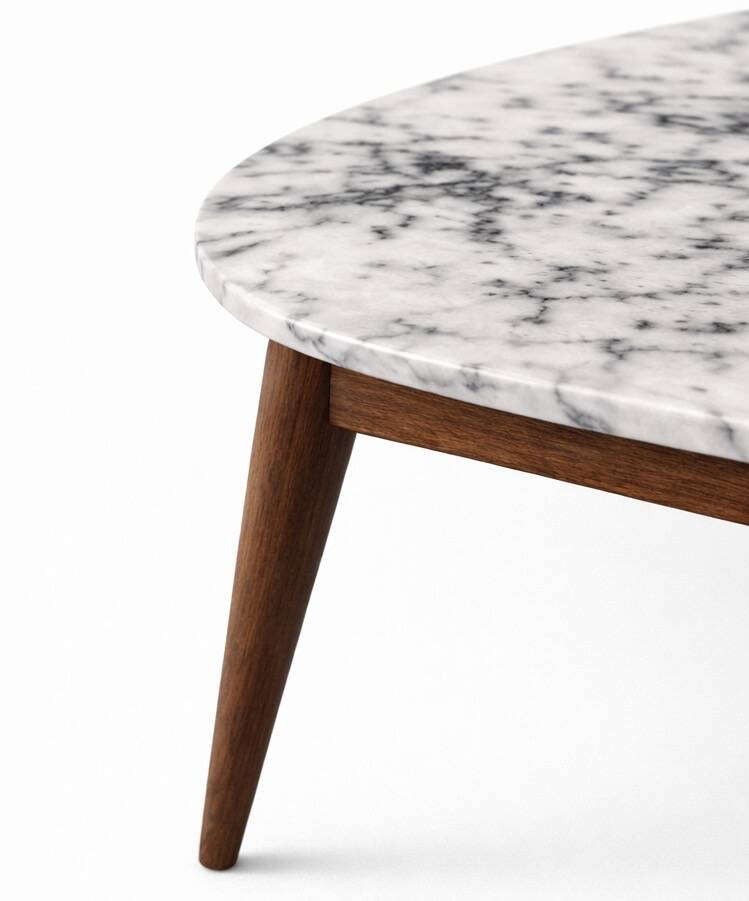 Table basse scandinave vintage en marbre