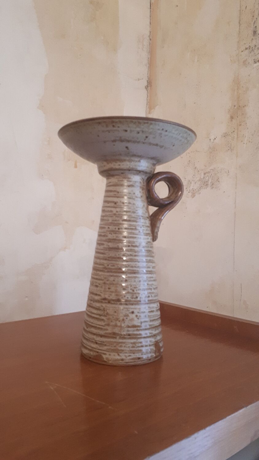 Large stoneware candle holder