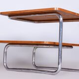 Table basse Bauhaus restaurée, Mücke Melder, hêtre, chrome, Tchéquie, années 1930