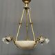 Art Deco chandelier. Marble, solid gilded bronze.