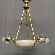 Art Deco chandelier. Marble, solid gilded bronze.