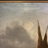 19th century oil on canvas, Low Tide, Framed Seascape