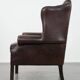 Brown cowhide leather Chesterfield wingback armchair in English style