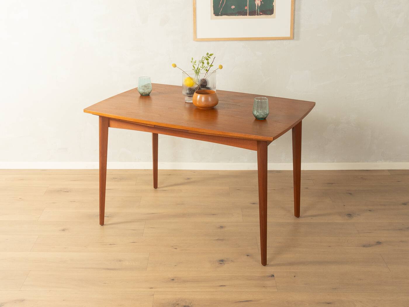 Elegant mid-century dining table with extension function, 1960s, teak veneer