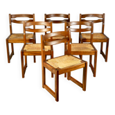 Series of 6 chairs in elm and rope Maison Regain