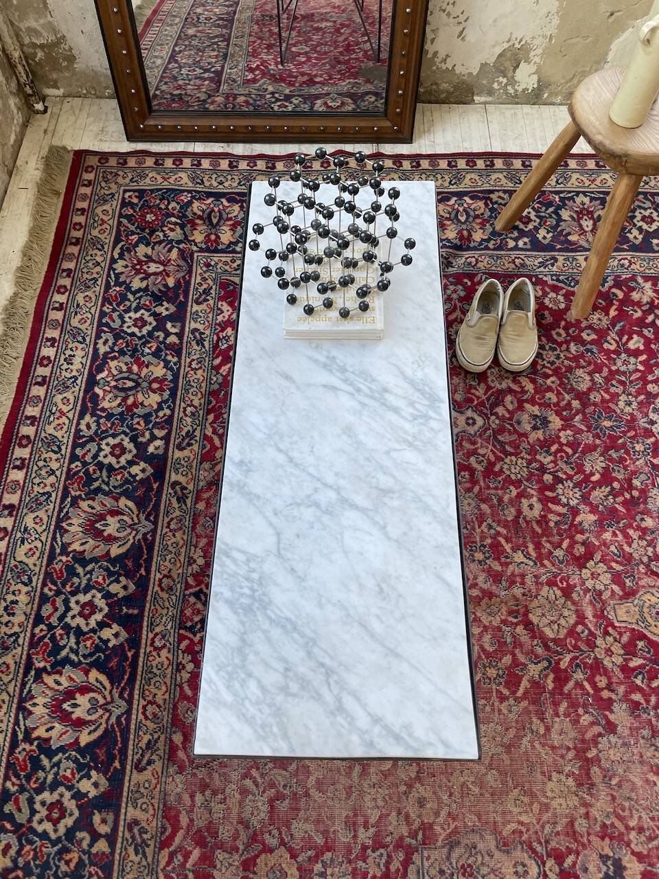 50s coffee table in metal and marble