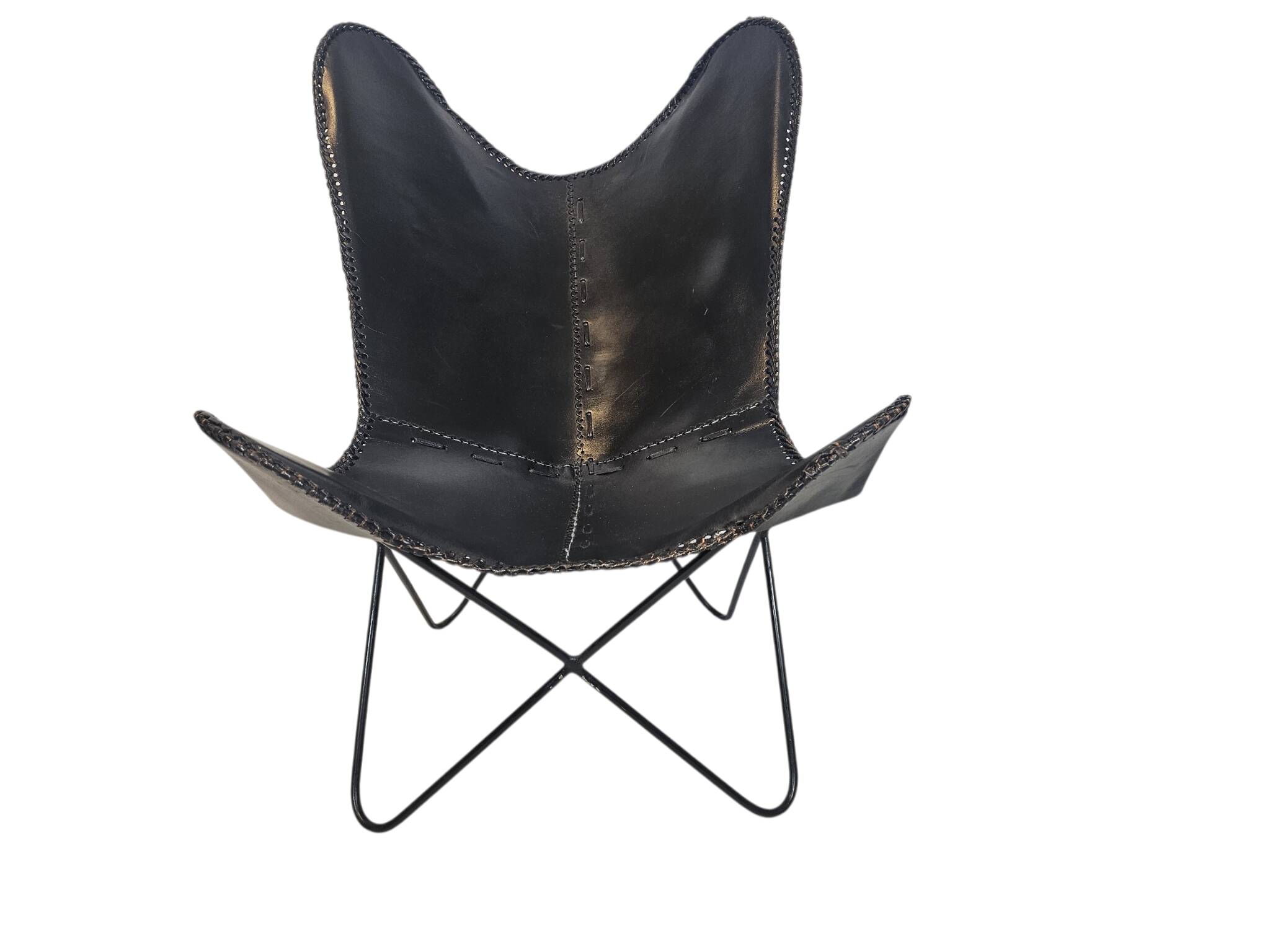 Lounge chair - Butterfly chair - leather - metal - 1990s