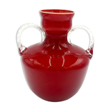 Large red glass vase Opalina Fiorentina Empoli, Italy, 1960s