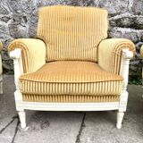 Pair of cosy armchairs by Jean Prevost in mustard velvet, 1970.