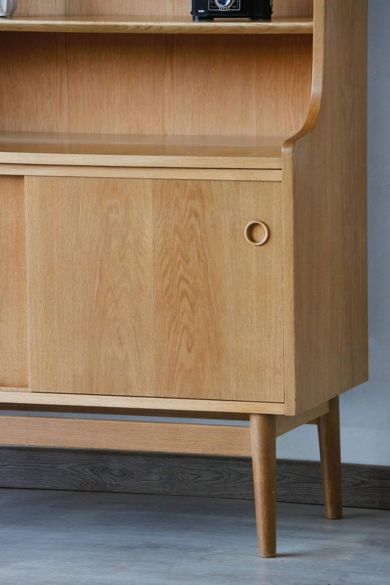 Renovated vintage Scandinavian oak library