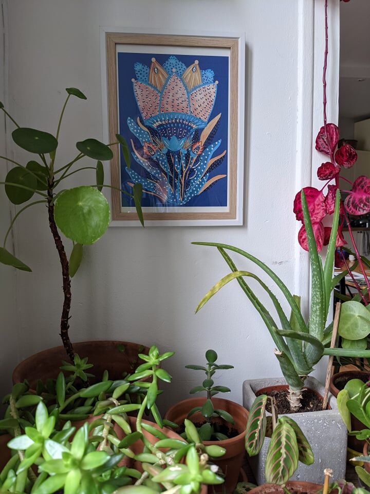 illustration blue flowers