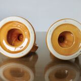 Pair of orange ceramic candlesticks from the 60s