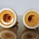 Pair of orange ceramic candlesticks from the 60s