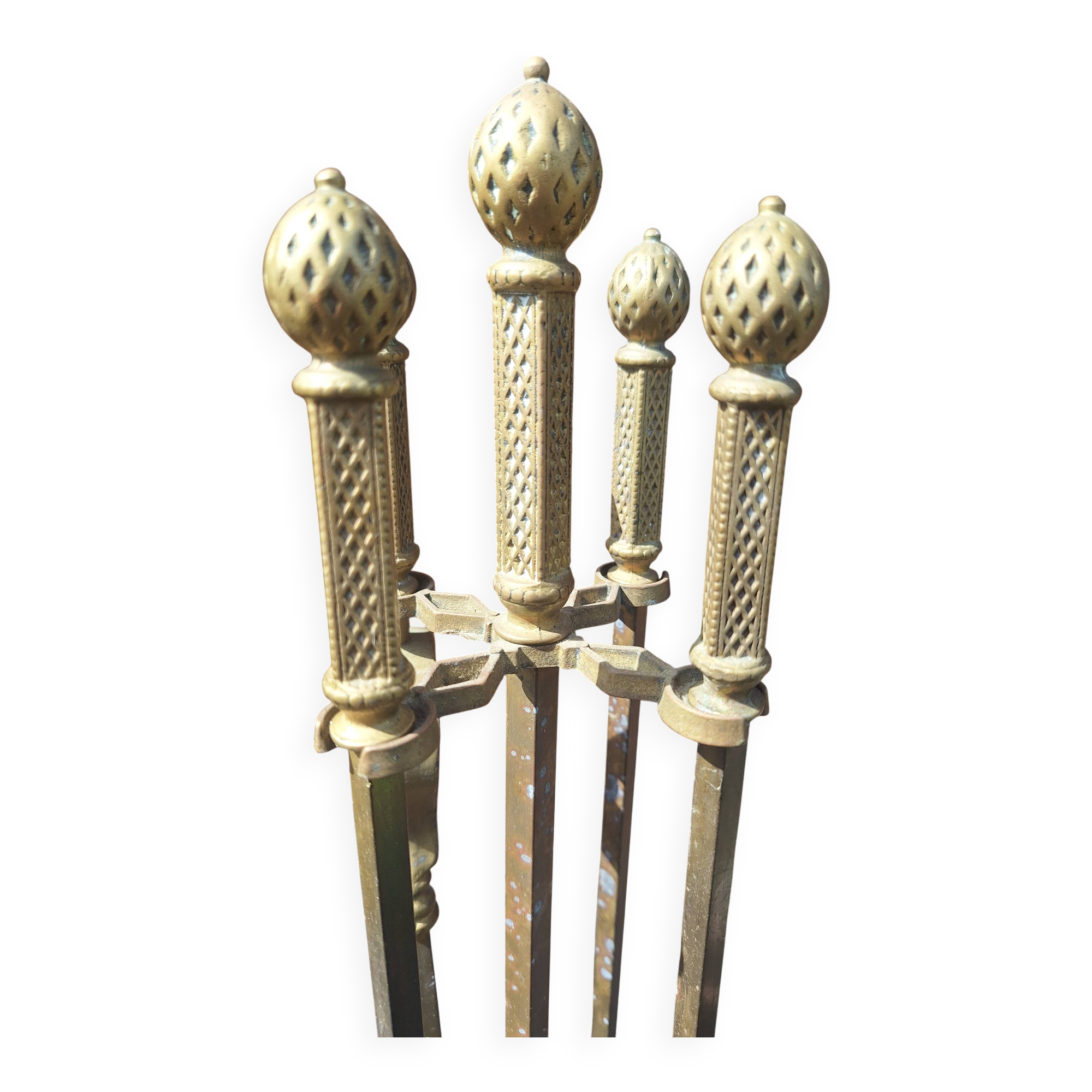 Art Deco Moorish Fireplace Tool Set 4 pieces