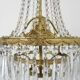 Vintage three-tiered balloon chandelier, glass pendants. 1970s.