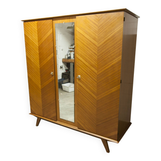 1960 compass leg wardrobe with mirror, 33 x 141 cm