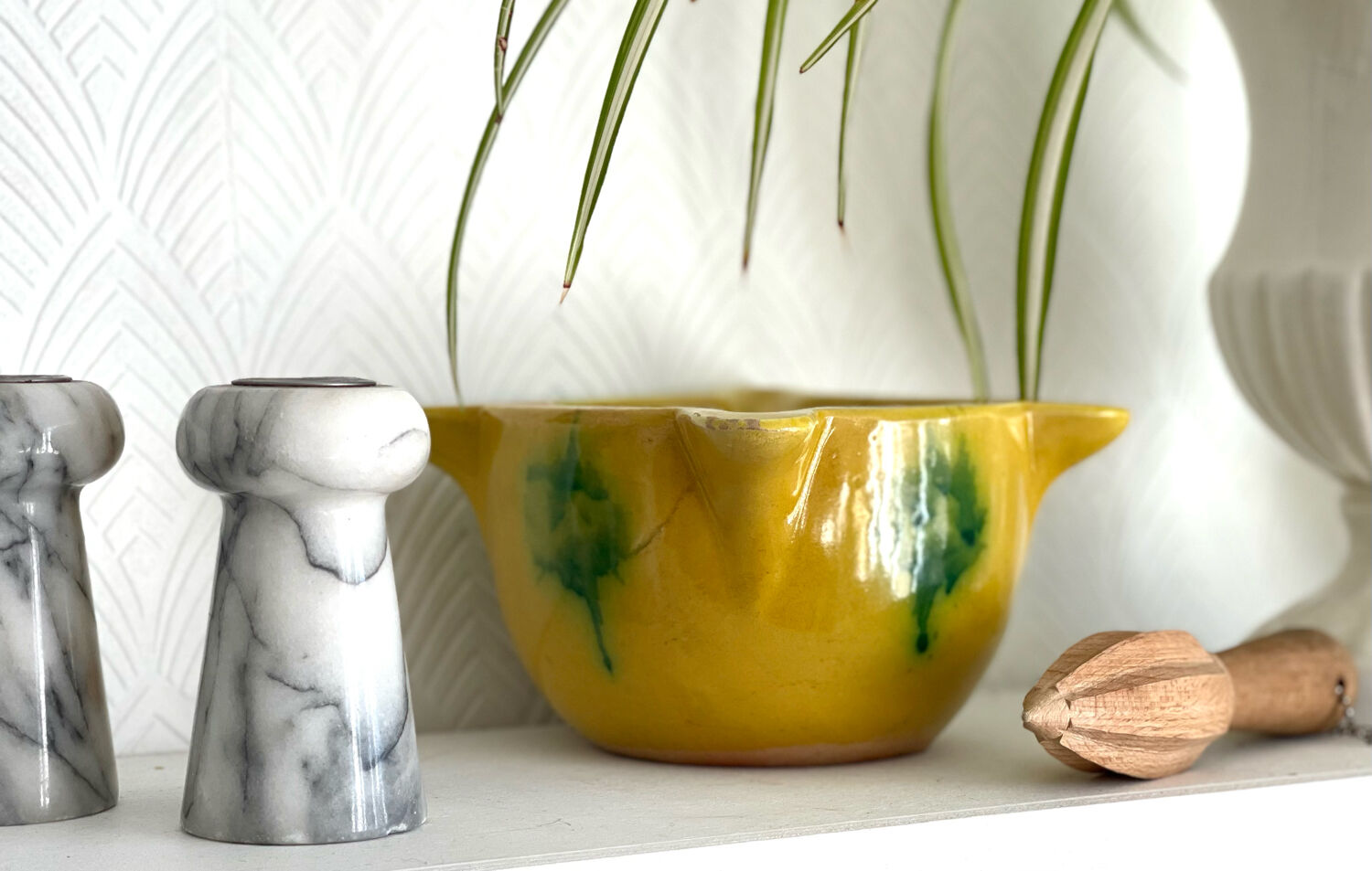 Vintage glazed stoneware mortar