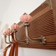 Vintage wall coat rack – 4 powder pink ceramic hooks – 40 cm