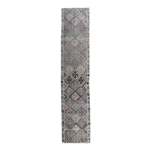 Vintage Turkish Hand-Knotted Runner Rug 73x350