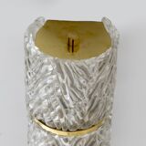 Pair of Modern Italian Brass and Murano Glass Textured Wall Sconces