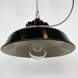 Industrial black enamel factory pendant lamp, 1950s