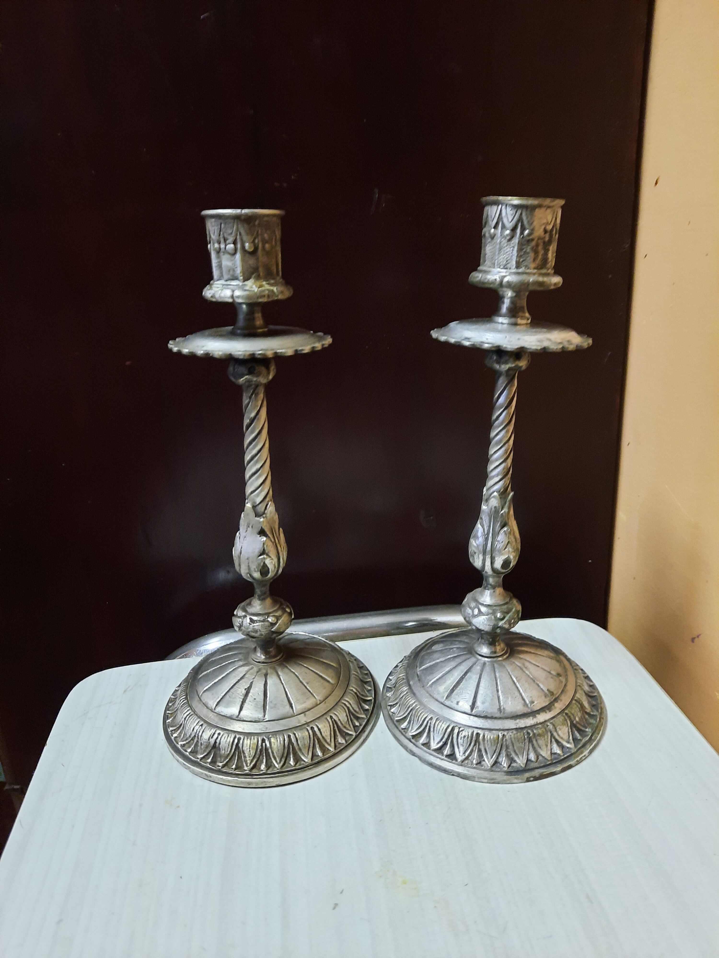 Pair of silver candle holders