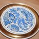 Set of 2 vintage ceramic coasters – Blue floral design and gilding – Made in France