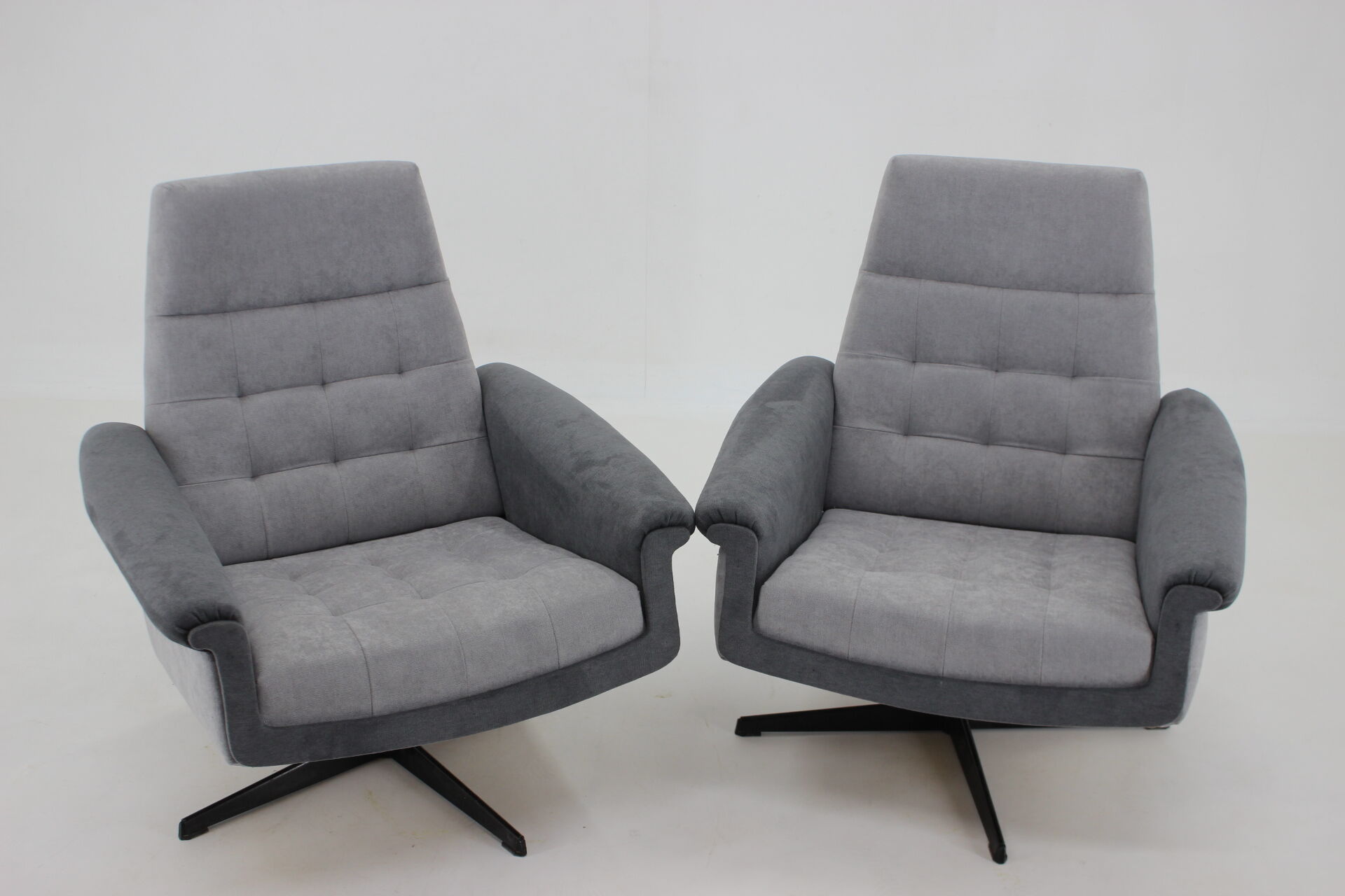 1970's Pair of Vintage Swivel Armchairs, Czechoslovakia