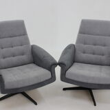 1970's Pair of Vintage Swivel Armchairs, Czechoslovakia