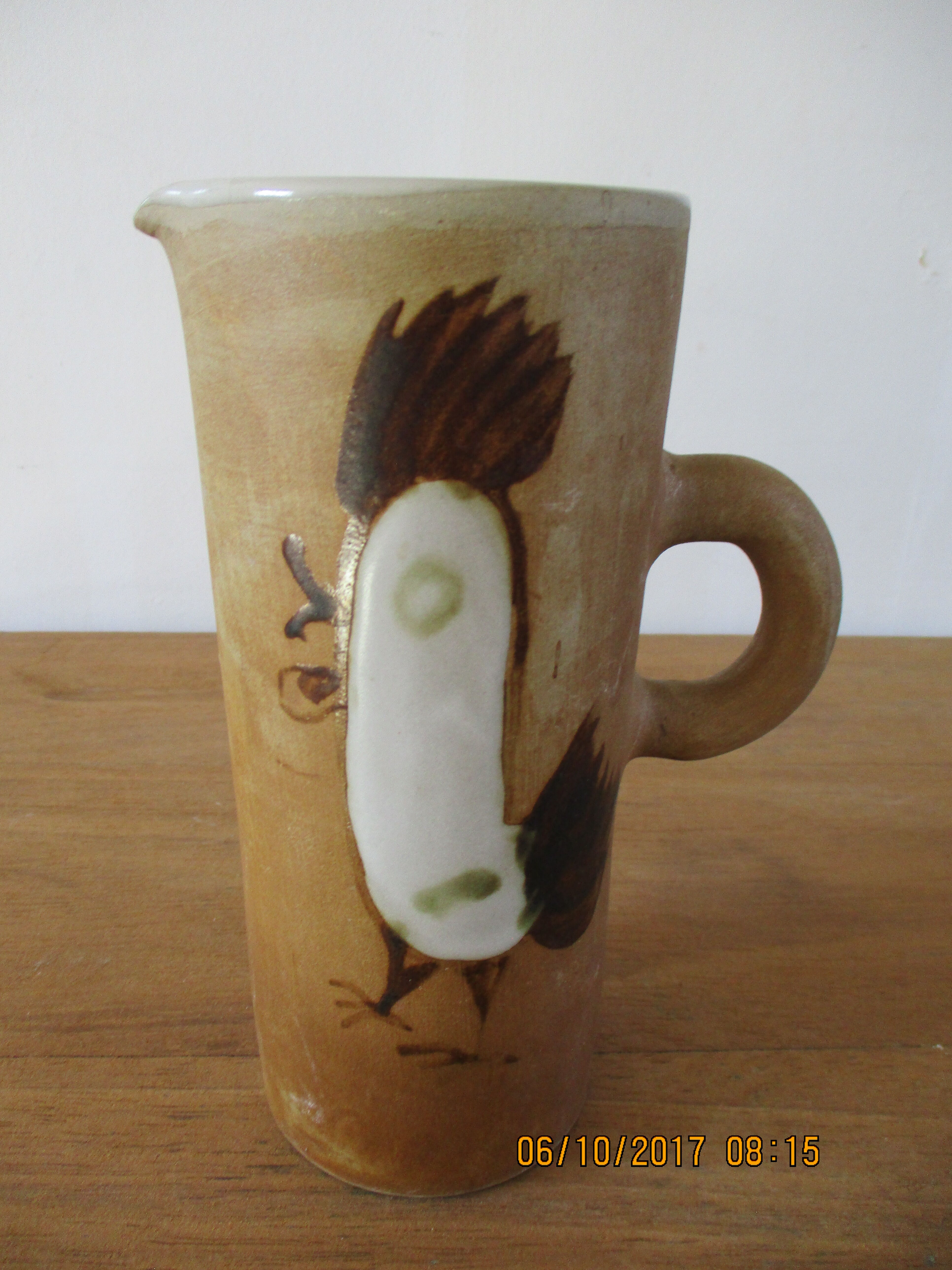 Ceramic jug jug decanter signed La Colombe 70s