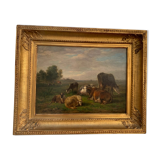 The herd. oil on canvas xixth j Paris