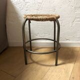 Pair of metal and rope stools
