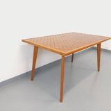 Rectangular wooden and ceramic dining table from the 50s and 60s