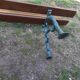 Old garden bench with cast iron feet